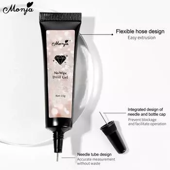 Monja 15 г гель для ногтей, клей, клей, точечное отверстие, без протирания, украшения со стразами, декор с бриллиантами, УФ-лампа, лечение маникюра, аксессуары для дизайна