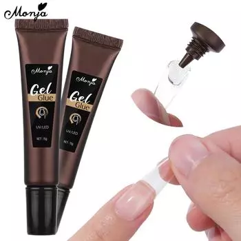 Monja 15 г УФ-гель для дизайна ногтей клей для акриловых накладных ногтей накладной пресс на кончики клей для наращивания прозрачный быстросохнущий салонный инструмент для домашнего маникюра своими руками
