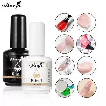 Monja 15 мл клей для ногтей 8 в 1 многофункциональный УФ-гель-лак основа гели накладные ногти типсы клей акриловый функция наращивания светодиодный гель для укрепления DIY маникюрные инструменты