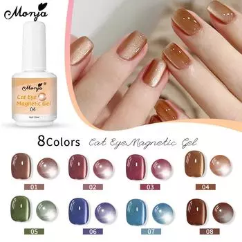 Monja 15 мл УФ-гели для ногтей «кошачий глаз», магнитный гель-лак, осень-зима, блестящий градиент, галактика, эффект кошачьего глаза, УФ-светодиодные лаки для замачивания, инструменты для маникюрного дизайна