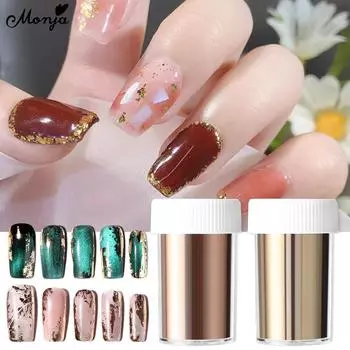 Monja 1 Roll 71.5x4.1cm Nail Art Foil Stickers Transfer Bronze Gold Starry Sky Paper Decals Laser Holographic DIY Manicure Decoration