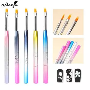 Monja 1Pcs Nail Art Brush Fancy Gradient Color Pen For Water Ripples UV Gel Blooming Drawing Flowers Manicure Design Tool Random Color