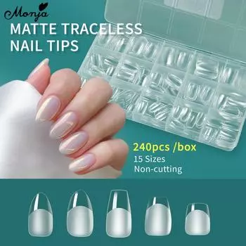 Monja 240 шт. накладные ногти матовые полные накладные ногти миндальные гробы искусственные УФ-гель быстрое наращивание инструменты для самостоятельного маникюра