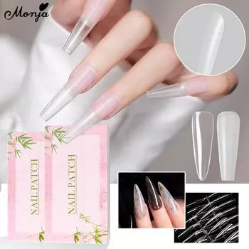 Monja 240 шт. XXL накладные ногти супер длинные балерины пресс на ногтях полное покрытие матовый акриловый гель накладные советы маникюр американская капсула