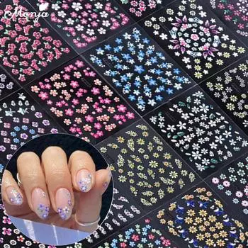 Monja 24 шт. 3D наклейки для ногтей с изображением цветущей вишни, цветочные, красочные, сакуры, самоклеящиеся слайдеры, инструменты для дизайна маникюра своими руками