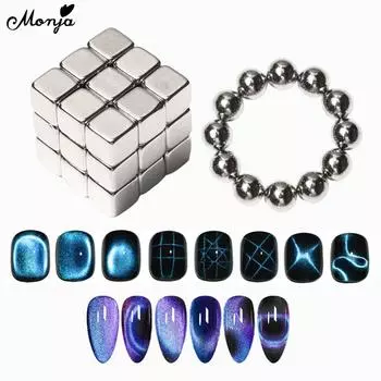 Monja 27 шт. кубический магнит для дизайна ногтей кошачий глаз 12 шт. круглые магнитные бусины многофункциональный гель-лак разборные магниты маникюрные инструменты