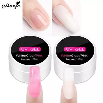 Monja 2 шт. 15 мл/банка накладные ногти УФ-гель наращивание советы розовый белый Quick Building Builder Pro Salon DIY Маникюр Расширение Укрепление Инструменты для дизайна