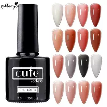 Monja 2 шт. 7,3 мл УФ-гель-лак для дизайна ногтей желе ледяной полупрозрачный блестящий глянцевый лак гибридный отмачиваемый салон DIY маникюр дизайн инструменты для рисования