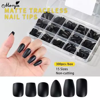 Monja 300 шт. матовые накладные ногти черные прессованные ногти матовые типсы для наращивания искусственных ногтей быстрое наращивание инструменты для маникюра своими руками