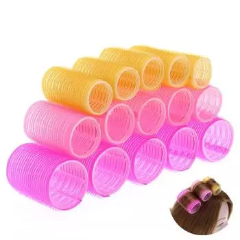 Monja, 3 размера, самоклеющиеся бигуди для волос, 15 шт., парикмахерская, для домашнего использования, ролик для укладки своими руками, бигуди на липучке, волнистый инструмент для красоты «сделай сам»