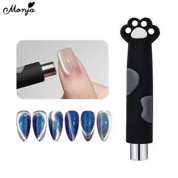 Monja 3D Nail Art Magnetic Rod Cat Paw Strong Magnet Stick For UV/LED Cat Eye Gels Polish Strong Effect Magnets DIY Manicure Tools чёрный