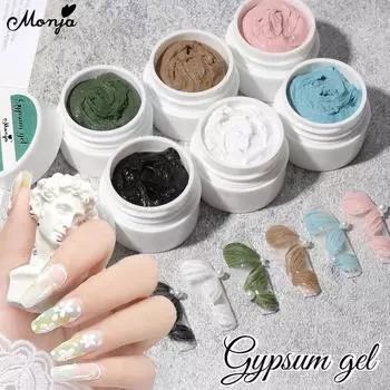 Monja 3D резьба по гипсу, гель для ногтей, гравировка, рисунок, УФ-гипс, мраморный эффект, лампа, лечение, DIY маникюр, нет необходимости, инструменты для дизайна синий