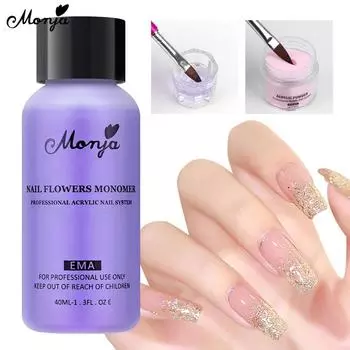 Monja 40 мл акриловый жидкий мономер полимерный кристаллический порошок для наращивания ногтей 3D резьба не желтеющий EMA акриловый салон товары для домашнего маникюра своими руками