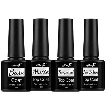 Monja 4 бутылки 8 мл гель-основа для ногтей УФ-покрытие матовый быстросохнущий ламповый отверждаемый полуперманентный лак верхний слой дизайн маникюра «сделай сам» долговечные инструменты