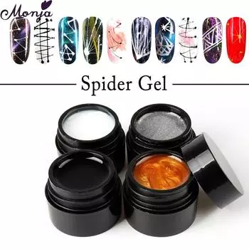 Monja, 4 цвета, паук, УФ-гель для дизайна ногтей, лак, линии, дизайн, креативная живопись, гель для рисования проволоки, украшение для маникюра «сделай сам» чёрный