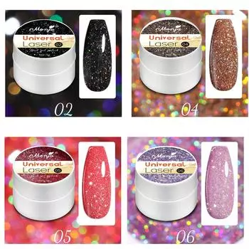 Monja 4 шт. 5 мл гели для ногтей с блестками УФ-лак Универсальный лазерный калейдоскоп Звездный блеск Soak Off DIY Маникюр Дизайн Лак 8 цветов