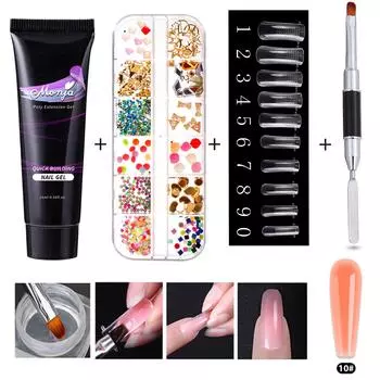 Monja, 4 шт., акриловая кисть, жидкий УФ-гель для дизайна ногтей, набор для наращивания ногтей «сделай сам», набор инструментов для быстрого наращивания маникюра