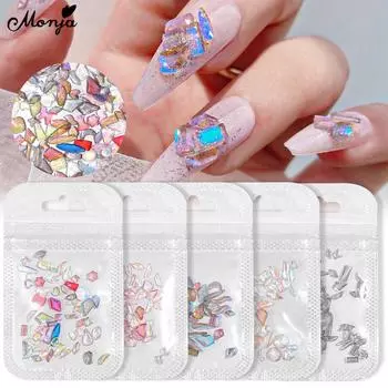 Monja, 50 шт./упак., украшения со стразами для дизайна ногтей, Аврора, неправильная 3D геометрия, алмазный декор, ювелирные изделия, аксессуары для маникюра из смолы