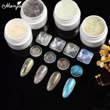 Monja 5 мл Блестящий гель с блестками УФ-лак Сияющие светоотражающие блестки Galaxy Soak Off Светодиодный лак для маникюра Рисование Инструменты для дизайна Аксессуары