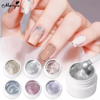 Monja 5 мл гель для ногтей металлическая штукатурка золото серебро 3D гипсовая живопись рисунок гравированная скульптура тисненый песочный эффект маникюр дизайн гель для дизайна ногтей 6 цветов
