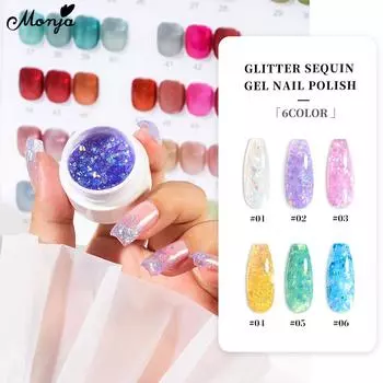 monja 5 мл гель для ногтей УФ-лак сияющий красочный сказочный блеск блестки блестящий лак светоотражающие блестки замачиваемый УФ светодиодный маникюрный дизайн декор