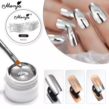 Monja 5 мл гель-лайнер для дизайна ногтей металлик серебристый зеркальный блестящий рисунок рисунок гель-лак замачиваемый УФ-светодиодный лак DIY маникюрные инструменты для дизайна