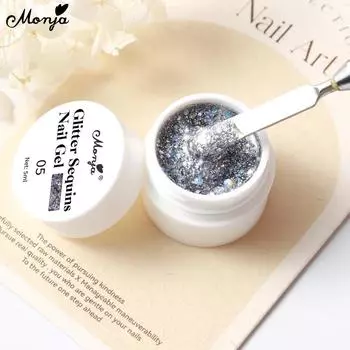 Monja 5 мл УФ-гель-лак для ногтей Диско-вспышка Сияющий блеск для ночного клуба Взрывные блестки Звездный светоотражающий лак для салона DIY Маникюр Цветной лак