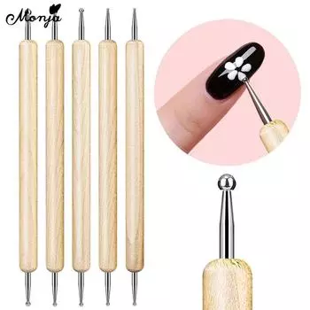 Monja 5 шт. ручка для дизайна ногтей с двумя концами, растрачивающая УФ-гель-лак, украшения со стразами, рисунок, живопись, маникюр, инструменты для кисточек «сделай сам»