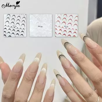 monja 5D наклейки для ногтей рельефные французские линии наклейки для ногтей кривая полоса градиентная линия самоклеящиеся слайдеры маникюрный дизайн украшения