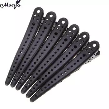 Monja, 6 шт./компл., черные заколки для волос, утконос, укладка, резка, окраска, окраска, секция, булавки, когти, ручки, парикмахерские инструменты для салона, дома, DIY