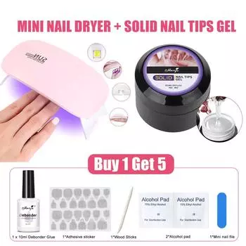 Monja 6W UV Glue Lamp Dryer Artificial Nail Box Set Press On Nails Matte Toenails Fake Tips Extension Adhesive Function Gel Manicure Kits