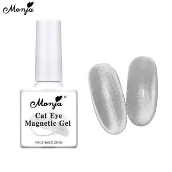 Monja 7,5 мл флакон гель для дизайна ногтей магнитный кошачий глаз драгоценный камень Аврора лазер звездное мигание голографический отмачиваемый лак инструмент для дизайна маникюра «сделай сам» серебро
