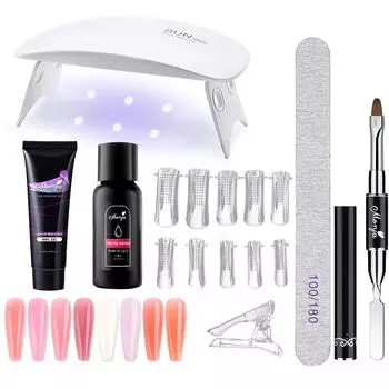 monja 7 шт./компл. полистроительный УФ-гель для наращивания ногтей, клипсы для форм, нескользящий комплект, кисть с двумя концами, инструменты для укрепления маникюра