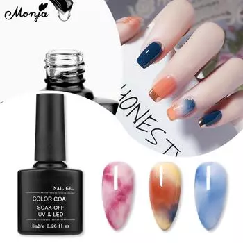 Monja 8 мл Цветущий УФ-гель для ногтей градиентный акварельный эффект прозрачный замачиваемый светодиодный светильник для салона дома DIY инструмент для дизайна маникюра без спирта
