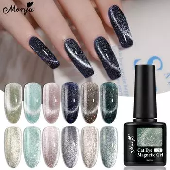 Monja 8 мл гели для ногтей «кошачий глаз» Магнитный УФ-лак Сверкающий звездный блестящий 9D-эффект Смываемые лаки DIY Маникюрный рисунок Инструменты для дизайна живописи