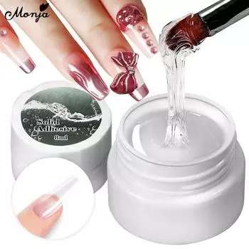 Monja 8 мл прозрачный гель для дизайна ногтей, универсальный гель для украшения, твердый клейкий гель для резьбы по цветку, наращивание ногтей, УФ-гель, маникюрный инструмент