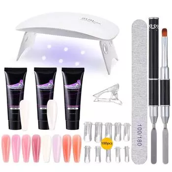 Monja 8 шт. акриловый УФ-гель для наращивания ногтей набор для наращивания ногтей накладные кончики ногтей кисть для рисования светодиодная УФ-сушилка DIY файл для ухода маникюрный набор