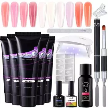 Monja, 9 шт./компл., набор для сушки ногтей, основа/верхнее покрытие, раствор для скольжения, УФ-гель, форма для наращивания, кисть для рисования, пилка для полировки, инструмент для маникюра