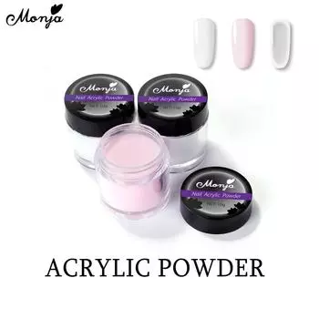 Monja Акриловая пудра Французский дизайн ногтей Наращивание кончиков ногтей DIY Живопись 3D Резьба Кристалл Полимерные порошки Дизайн маникюра 3 цвета Прозрачный розовый белый