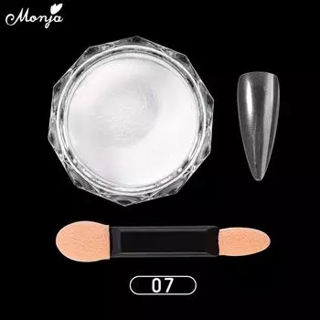 Monja, блестящие украшения для ногтей, 3D голография, лазерное зеркало Авроры, хромированная пудра, кисть с двумя концами, пигмент, аксессуары для маникюра