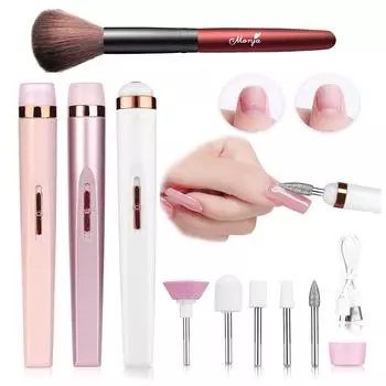 Monja дрель для ногтей шлифовальная машина 36 Вт USB шлифовальная машинка роторная акриловая УФ-гель для снятия лака маникюр электрический триммер набор чистящих кистей белый