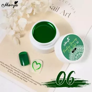Monja, гели для рисования ногтей, 10 мл, сплошные цвета, УФ-лак, цветные линии, узор, рисунок, маникюр, дизайн, лак для салона, домашний лак «сделай сам»
