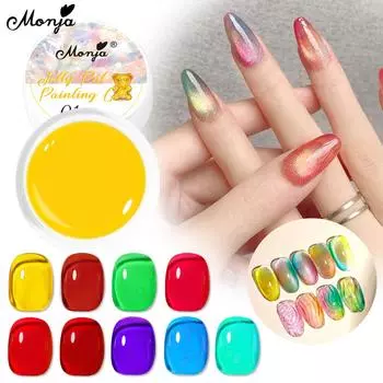 Monja Jelly Pat Painting Gel Nail Gradient Painting Gel Polish 9 colors Paint Drawing Soak Off UV LED Gel Varnish Manicure Tools