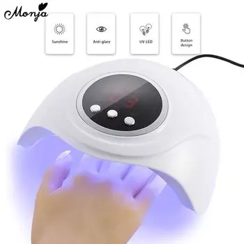 monja Лампа для ногтей 72 Вт, УФ-лампа с 18 или 24 светодиодами, сушилка, ЖК-экран для отверждения всех гель-лаков, инфракрасный датчик, быстросохнущий маникюрный лак, световой инструмент