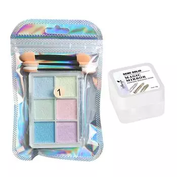 Monja Magic Nail Chrome Зеркальная пудра Скульптура УФ-гель Литой клей Металлический эффект Авроры Губка-кисть Маникюрные аксессуары