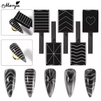 Monja, магнитный стержень для дизайна ногтей, магнитный квадратный стержень «кошачий глаз», 9D/5D, линии, полосы, крест, эффект сердца, магнитный гель, инструменты для дизайна маникюра «сделай сам»
