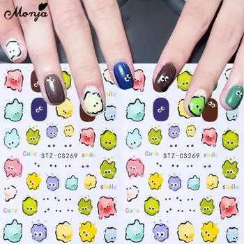 Monja мультфильм граффити наклейки для дизайна ногтей милый щенок собака кролик животное самоклеющиеся наклейки дизайн маникюра DIY аксессуары украшения подарок