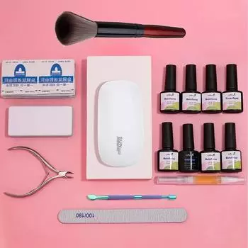 monja Наборы для дизайна ногтей, 16 шт./компл., сушилка, светодиодная лампа USB, УФ-гель для сушки лака, 6 цветов, базовое верхнее покрытие, грунтовка, инструмент для дизайна маникюра, рисования, рисования