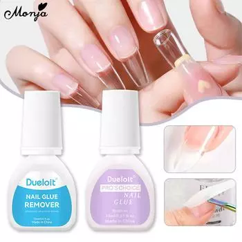 Monja Nature Сухой клей для накладных ногтей Советы по быстрой сушке Не требует отверждения лампой Средство для удаления накладных акриловых ногтей Инструменты для маникюра своими руками