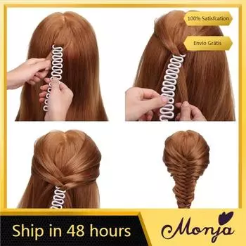 Monja плетенка для волос, французский стиль, рыбья кость, многоножка, плетение, роликовый крючок с волшебным твист-мейкером, DIY парикмахерский инструмент